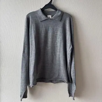 6 ROKU 로쿠 그레이 칼라 긴팔 얇은 소재 울 니트