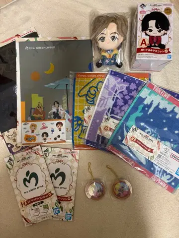 10세트 1번 복권 봉제 인형 후지와라 오오모리 와카이 타월 파일