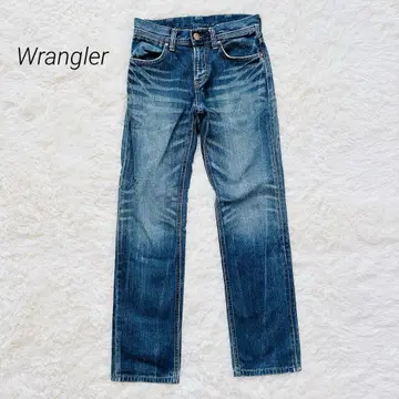 랭글러 스트레이트 데님 청바지 남성용 면 100% 블루 S