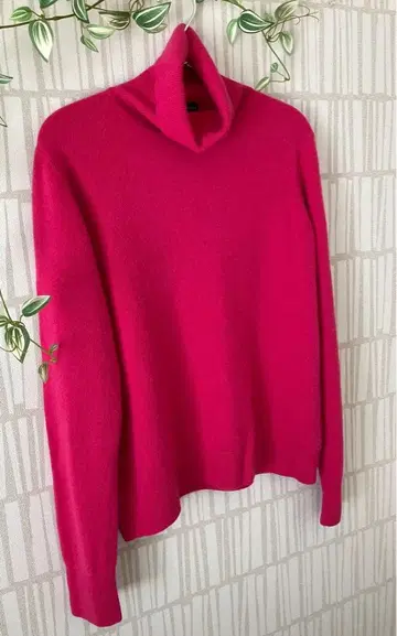 TAKASHI MAYA 캐시미어 100% 로즈 핑크 터틀넥 스웨터 LL