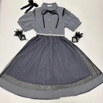 지뢰계 코디네이트 세트 장갑 리본 원피스