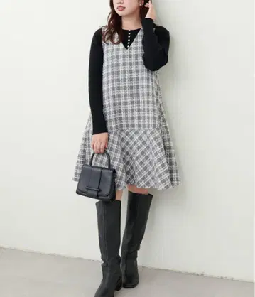 내추럴 꾸뛰르 트위드 미니 원피스