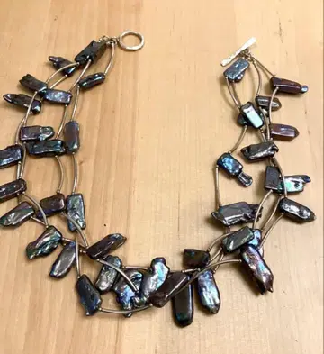 펄 피콕 블랙 펄 스틱 목걸이 4연