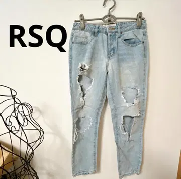 RSQ 소노 보이프렌드 라이트 블루 데님 데미지 진