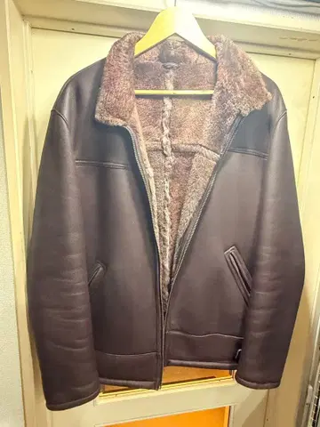 [새상품급 리얼 무스탕] 윈드아머 무스탕 자켓 브라운 L 양가죽 보아