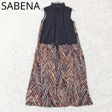 사베나 셔츠 원피스 슬리브리스 롱 기장 네이비 디자인 절개