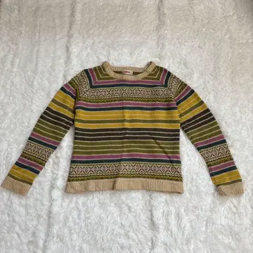 맥그리거 여성용 긴팔 니트 L 보더 울 컬러풀 귀여운