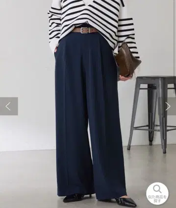 저리 와이드 팬츠 네이비 콜라주