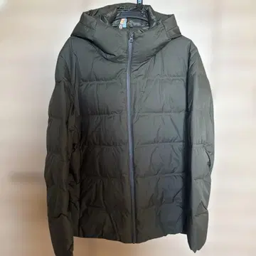 올리브 후드 부착 다운 자켓