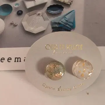 핸드메이드 투명 금박 귀찌