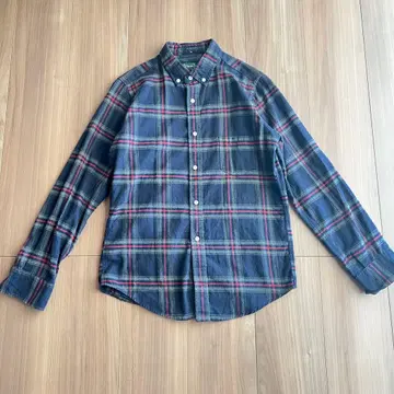 체크 무늬 플란넬 셔츠 네이비 계열