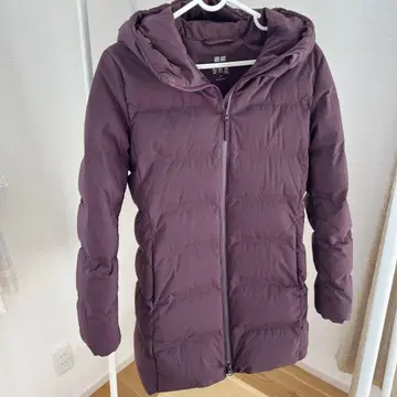 유니클로 롱 다운 퍼플 S