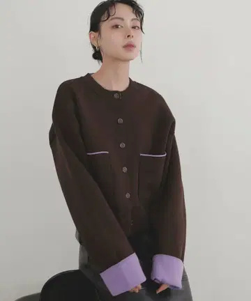 바이컬러 니트 가디건