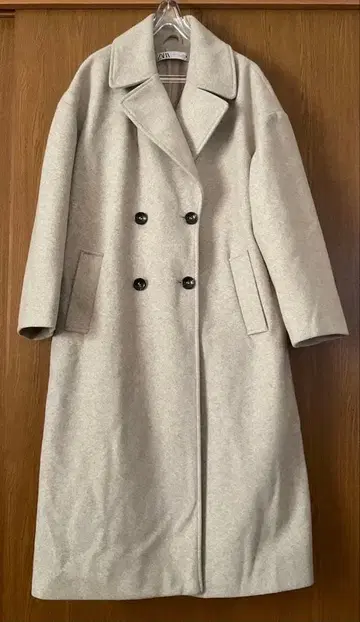 ZARA 베이지 더블 브레스트 체스터 코트 L 사이즈
