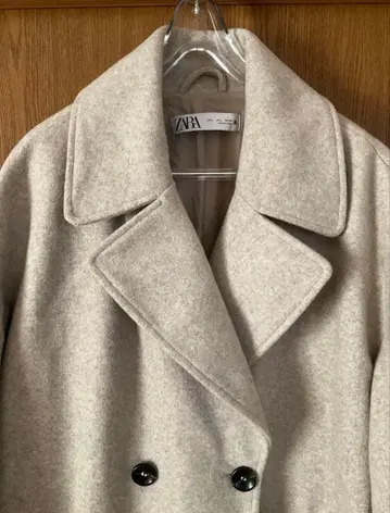 ZARA 베이지 더블 브레스트 체스터 코트 L 사이즈