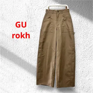 GU x rokh 배럴 레그 페인터 팬츠