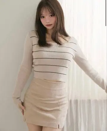 [ andmary ] Connie knit tops Beige