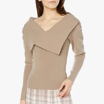 snidel 소우바리 컬러 오프숄더 풀오버 브라운