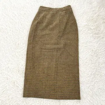 트레피니 울 트위드 롱 스커트 I라인 일본제 체크 무늬