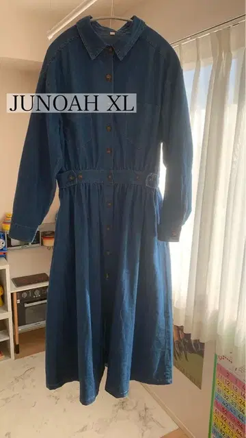 JUNOAH XL 다크 블루 셔츠 원피스
