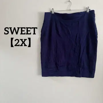 SWEET [ 2X ] 타이트 스커트 네이비 빅 심플