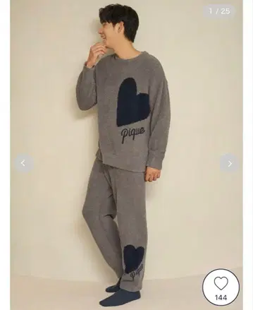 gelato pique 그레이 하트 룸웨어 세트