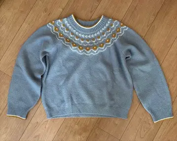 F i.n.t [ 플라워 노르딕 니트 풀오버 ] ( BLUE GRAY )