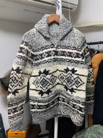 빈티지 코위찬 니트 핸드 니트 CLIX 지퍼 영국제