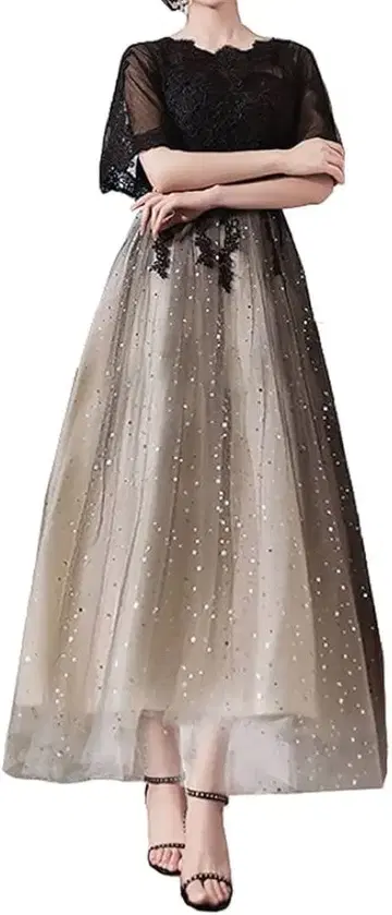 Lomohanga 블랙 베이지 파티 드레스 프리 사이즈