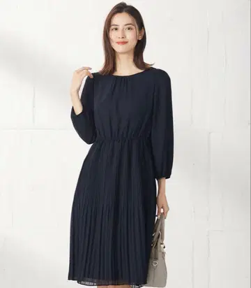 택 포함 새상품 any SiS 네이비 긴팔 플리츠 원피스 M