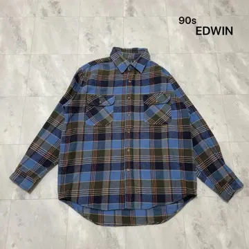 90s 에드윈 플란넬 셔츠 코튼 셔츠 긴팔 셔츠 체크 셔츠