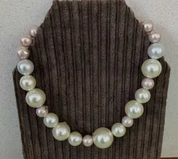 대형 펄 비즈 목걸이 핑크 화이트