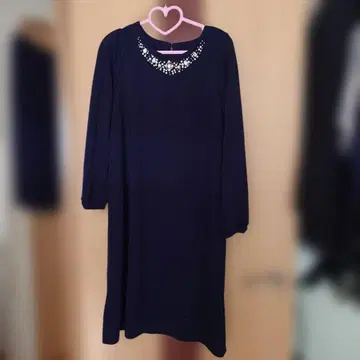 앤드러브 & LOVE 반짝이 원단 옷깃 비쥬 멋진 원피스 네이비 M