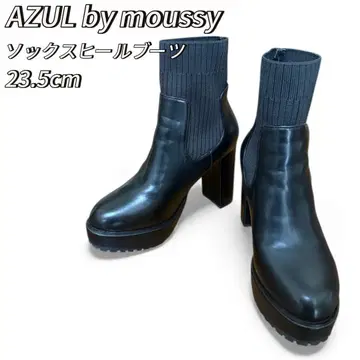 컨디션 최상 AZUL by MOUSSY 삭스힐 부츠 블랙 사이드 고어