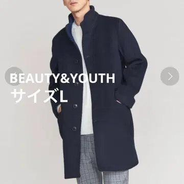 BEAUTY&YOUTH 멜톤 스탠드 카라 코트 네이비 L