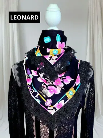 새상품 미사용 LEONARD 레오나르 꽃무늬 손수건 60cm 레이스
