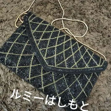 LUMY 루미하시모토 비즈 백 파티 백 숄더 블랙