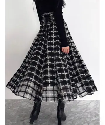 dazzlin 코르셋 볼륨 플레어 스커트 레이스업 블랙 S