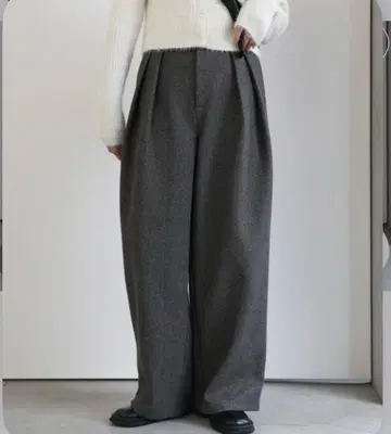 select MOCA 페이크 울 더블 턱 팬츠