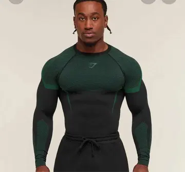 Gymshark 피트니스용 긴팔 T셔츠 블랙/그린