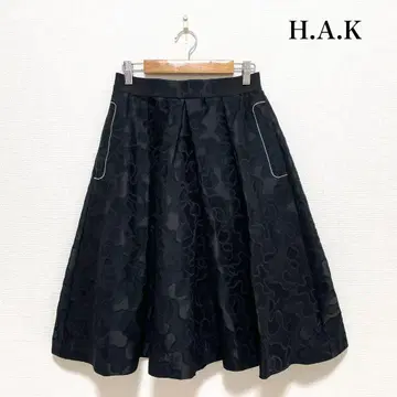 H.A.K 하크 플레어 자수 스커트 블랙 일본제 모드 스타일