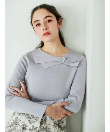 인덱스 아지메 리본 컬러 니트 [세탁기 사용 가능]