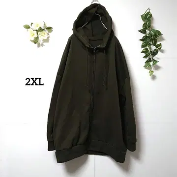풀 집업 후드티 속기모 카키 2XL 빅