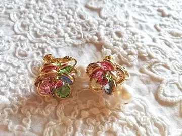 스와로브스키 귀찌 멀티 컬러 (중심: 핑크)