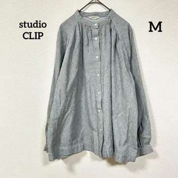 studio CLIP 면100% 심플 거즈 밴드 카라 셔츠 코튼