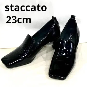[staccato] 블랙 스퀘어토 로퍼 에나멜 23cm