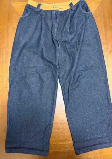 Wudgeboy 다크 블루 데님 와이드 팬츠