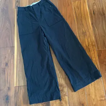 human woman 네이비 와이드 팬츠 큰 포켓 부착