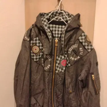 PINK HOUSE 충전솜 데님지 패치워크 와펜 블루종