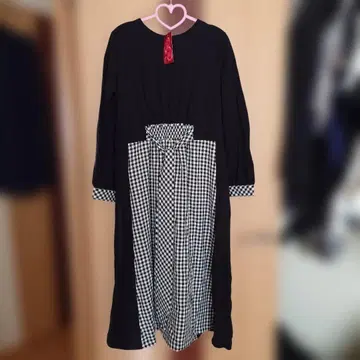 새상품 앤드러브 앤드러브 깅엄 체크 원피스 M